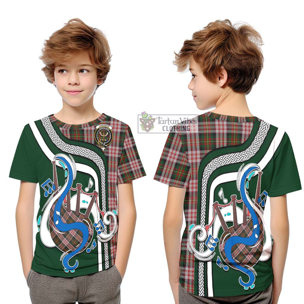 Tartan Vibes Clothing Carnegie Dress Tartan Kid T-Shirt with Epic Bagpipe Style