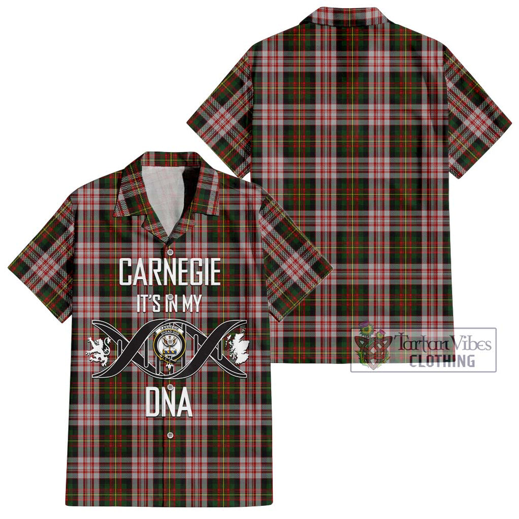 Carnegie Dress Tartan Short Sleeve Button Shirt with Family Crest DNA In Me Style Kid - Tartanvibesclothing Shop