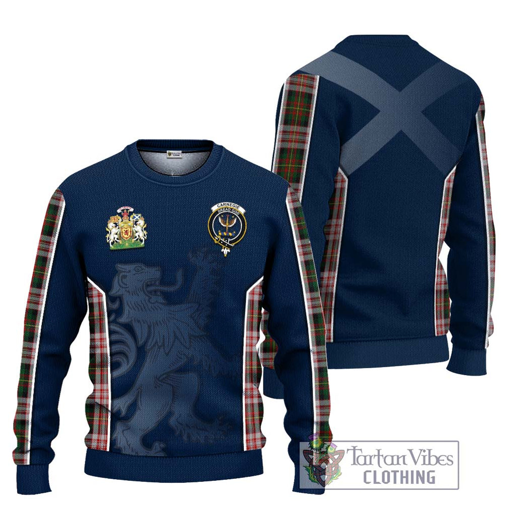 Carnegie Dress Tartan Knitted Sweater with Family Crest and Lion Rampant Vibes Sport Style Unisex - Tartan Vibes Clothing