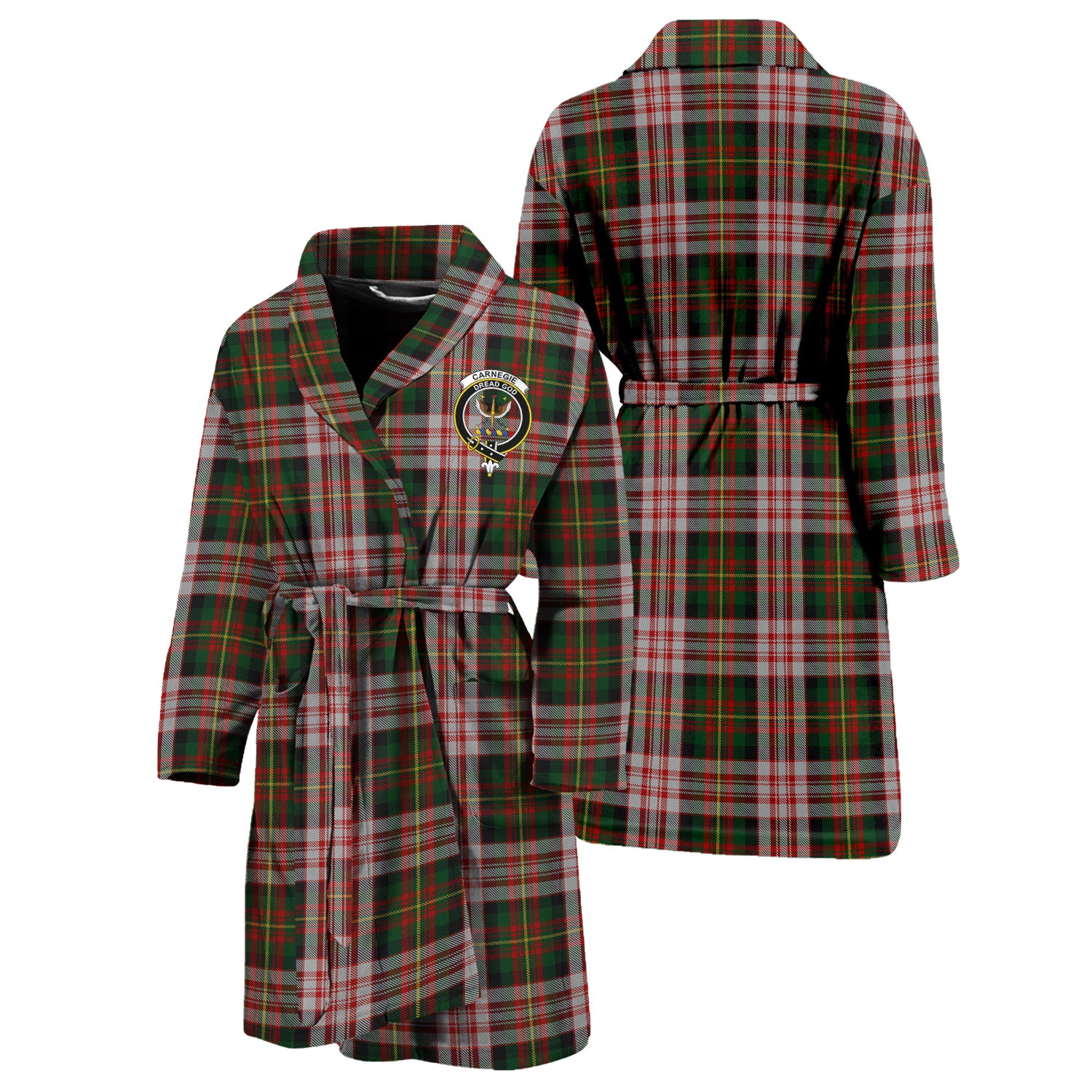 Carnegie Dress Tartan Bathrobe with Family Crest Unisex S - Tartan Vibes Clothing