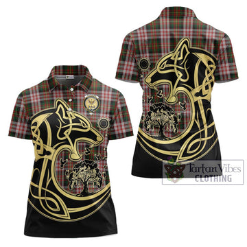 Carnegie Dress Tartan Women's Polo Shirt with Family Crest Celtic Wolf Style