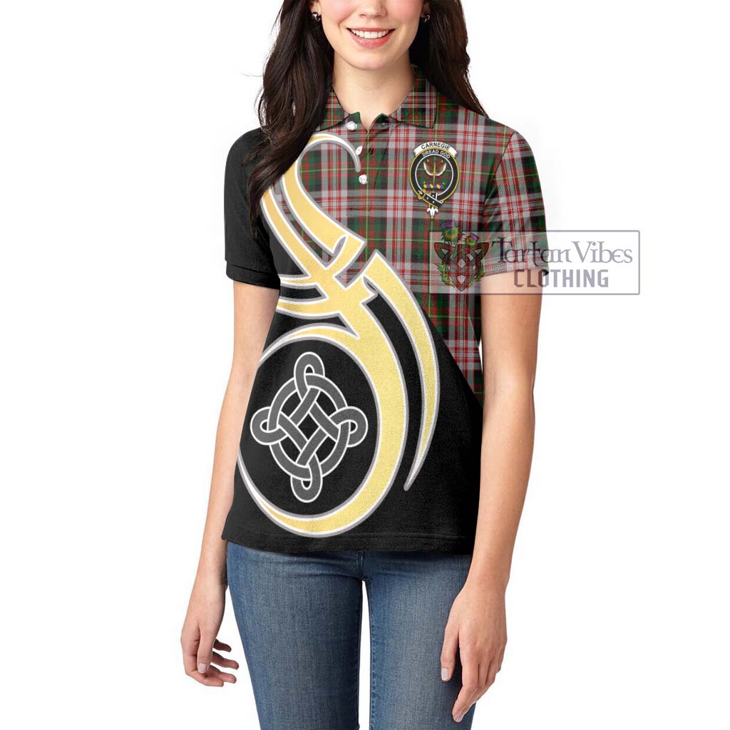 Carnegie Dress Tartan Women's Polo Shirt with Family Crest and Celtic Symbol Style Women - Tartan Vibes Clothing