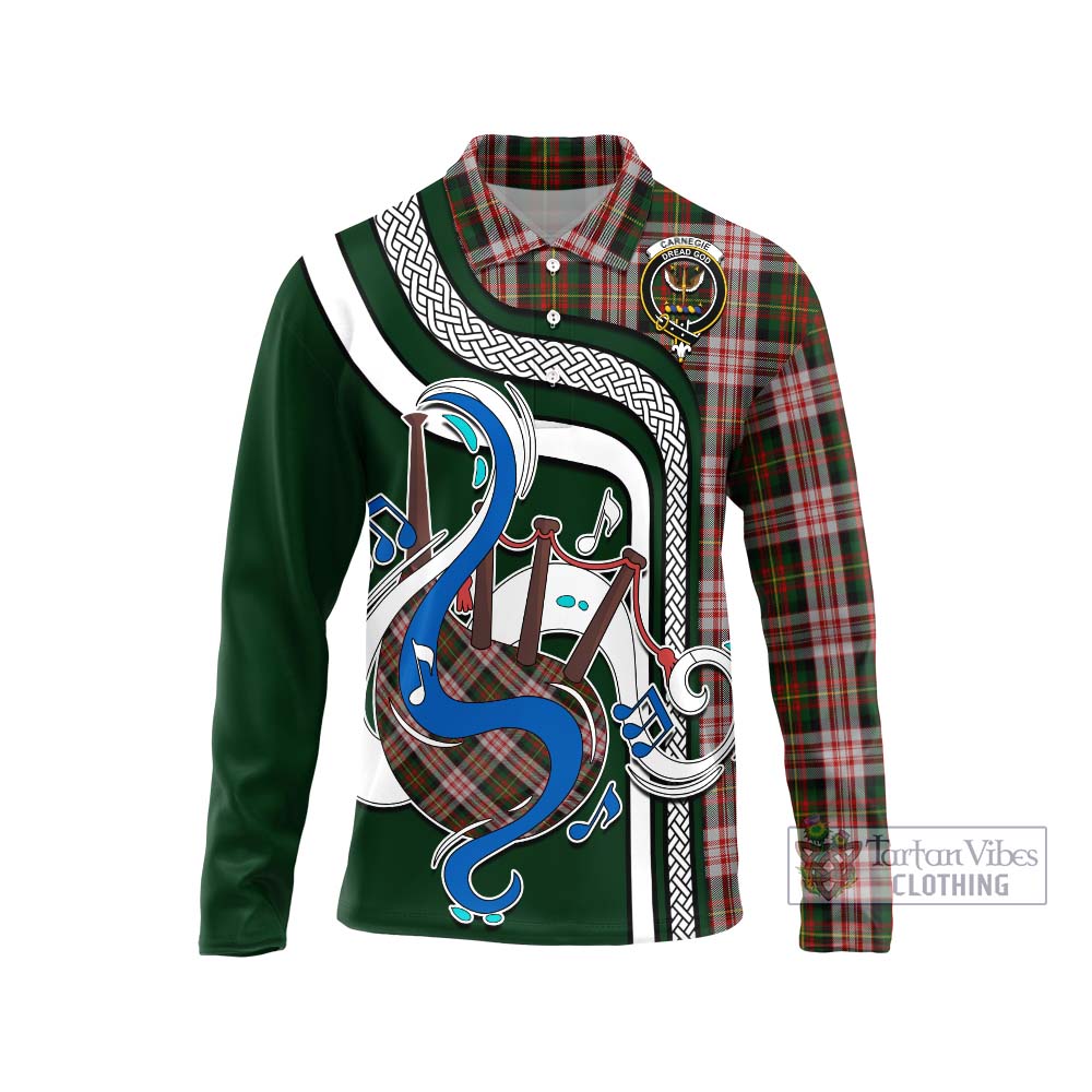 Tartan Vibes Clothing Carnegie Dress Tartan Long Sleeve Polo Shirt with Epic Bagpipe Style