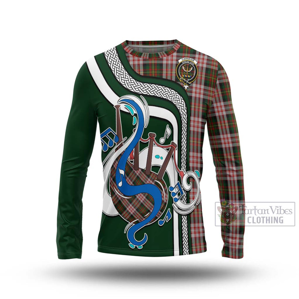 Tartan Vibes Clothing Carnegie Dress Tartan Long Sleeve T-Shirt with Epic Bagpipe Style