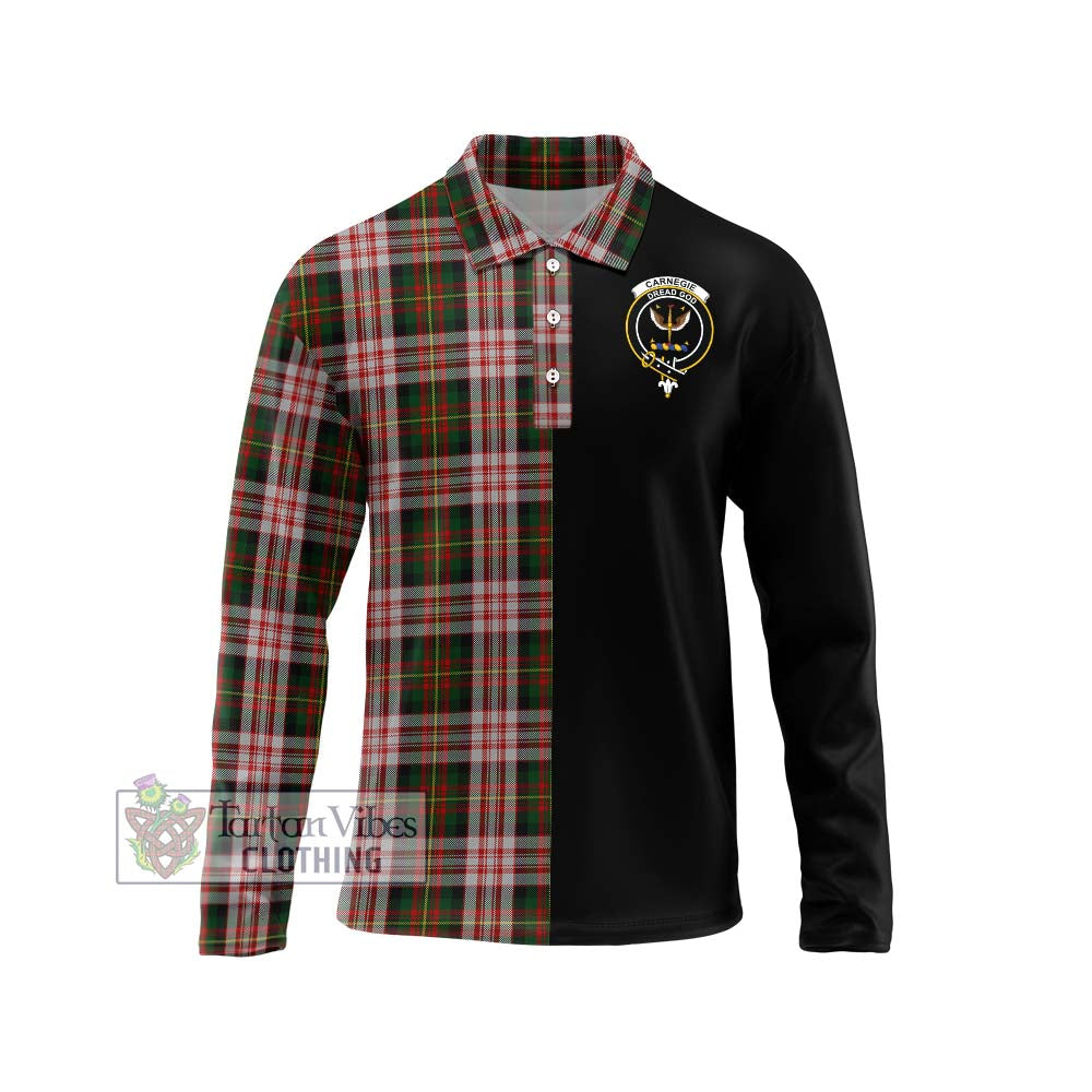 Carnegie Dress Tartan Long Sleeve Polo Shirt with Family Crest and Half Of Me Style Unisex - Tartanvibesclothing Shop