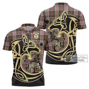 Carnegie Dress Tartan Zipper Polo Shirt with Family Crest Celtic Wolf Style