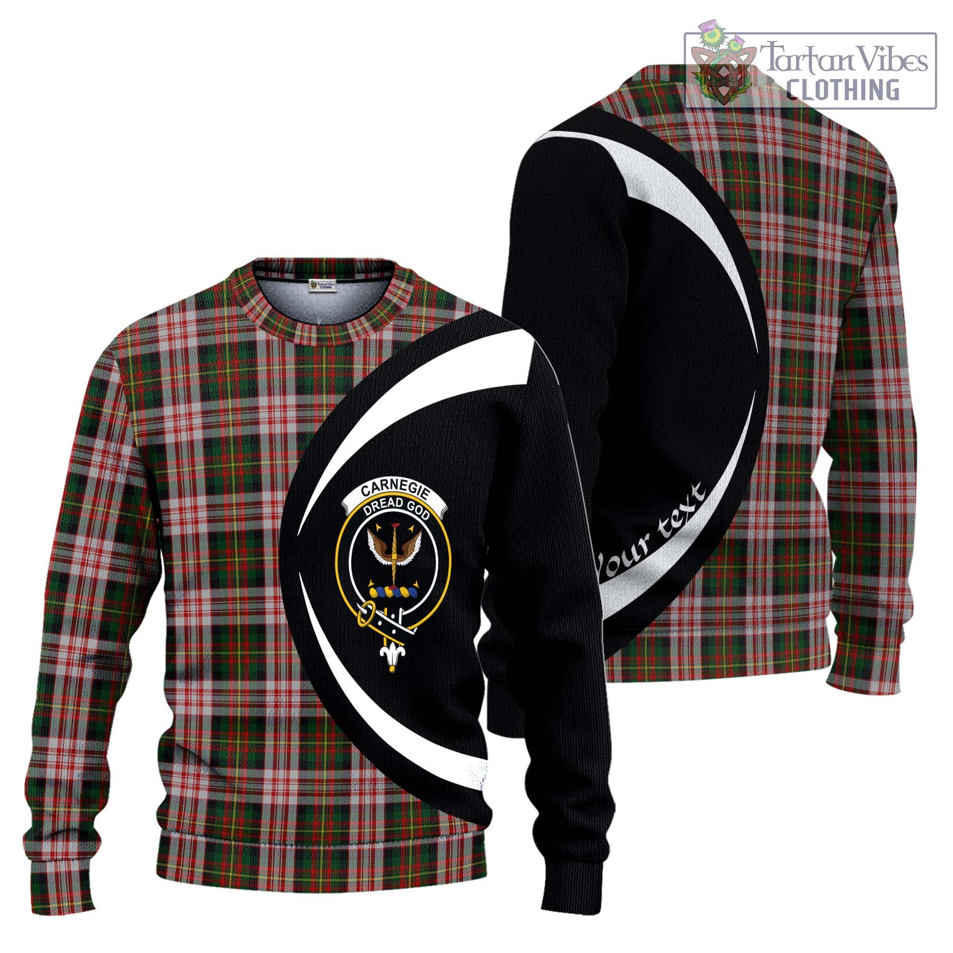 Carnegie Dress Tartan Ugly Sweater with Family Crest Circle Style Unisex - Tartan Vibes Clothing