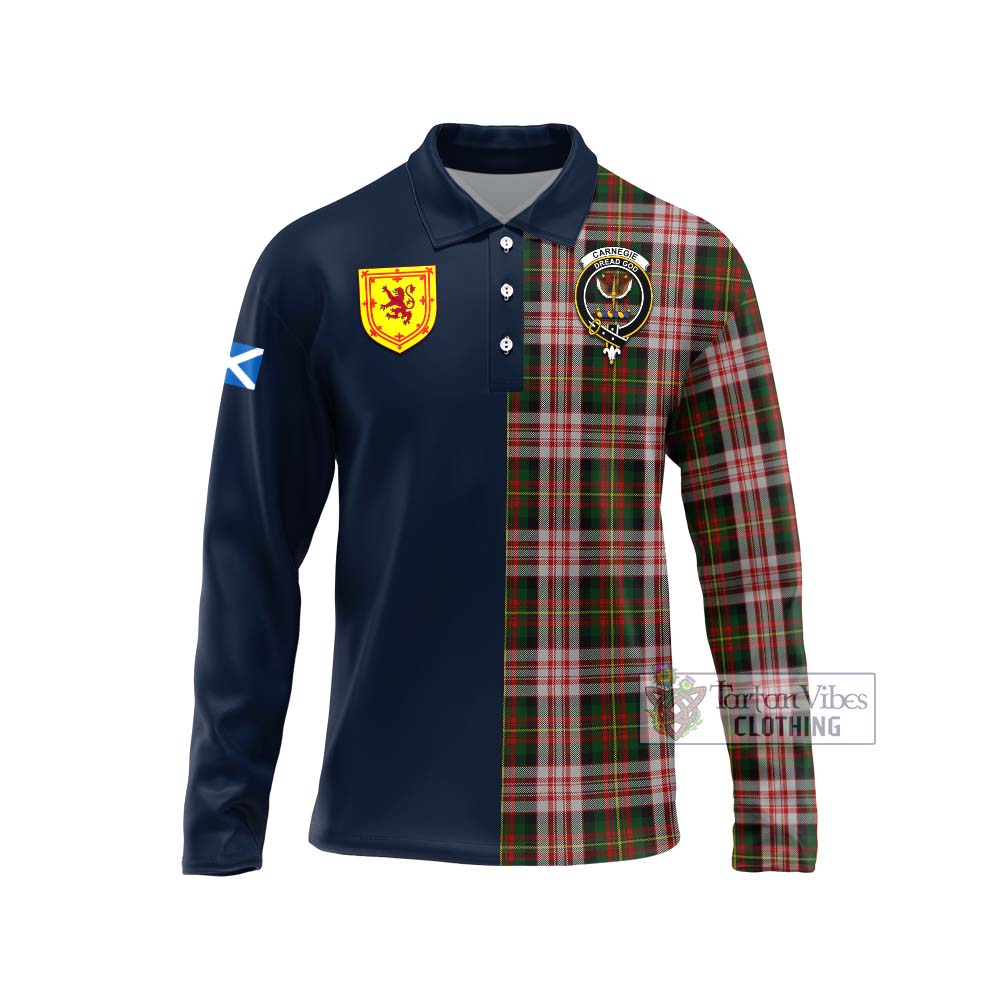 Tartan Vibes Clothing Carnegie Dress Tartan Long Sleeve Polo Shirt with Scottish Lion Royal Arm Half Style