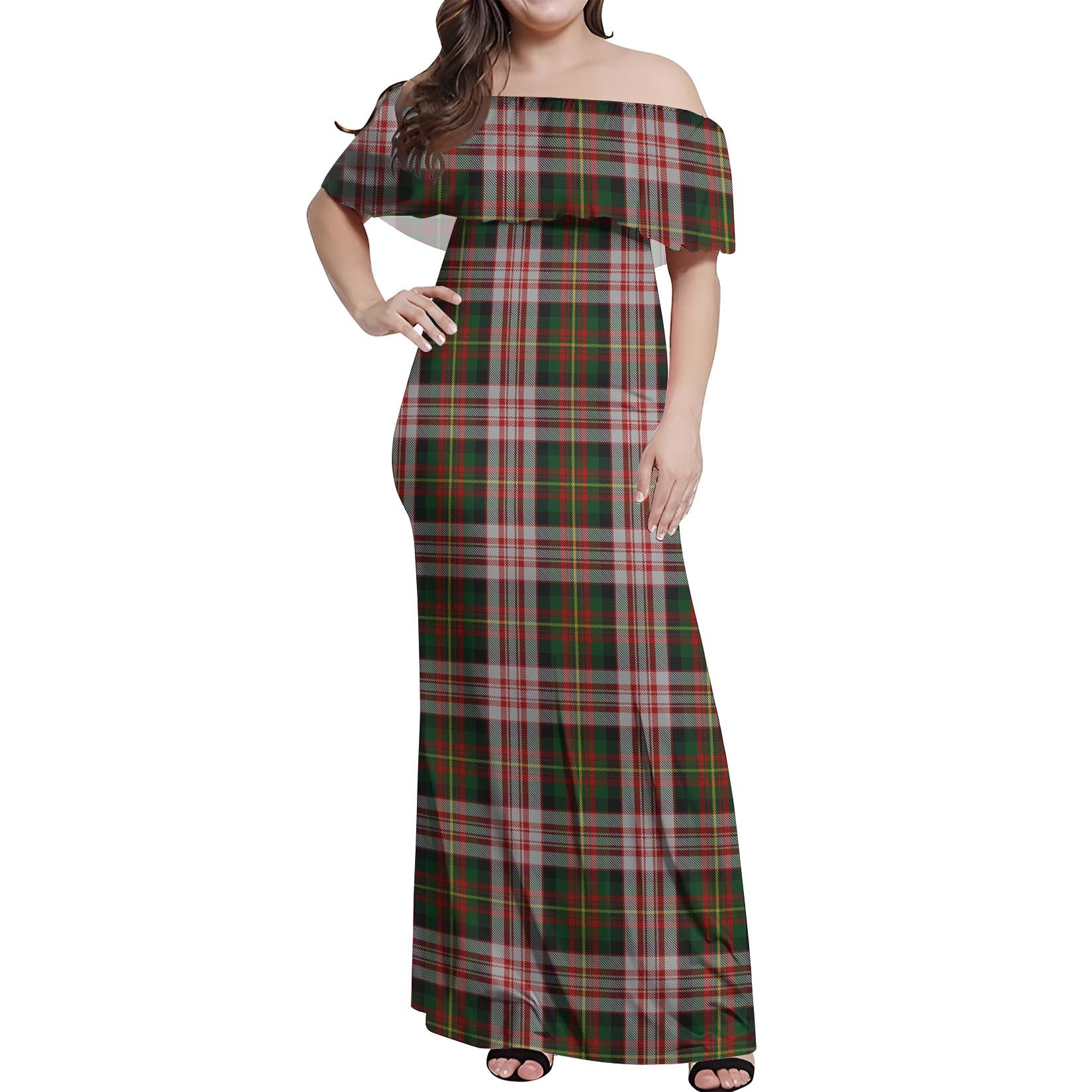 Carnegie Dress Tartan Off Shoulder Long Dress Women's Dress - Tartanvibesclothing