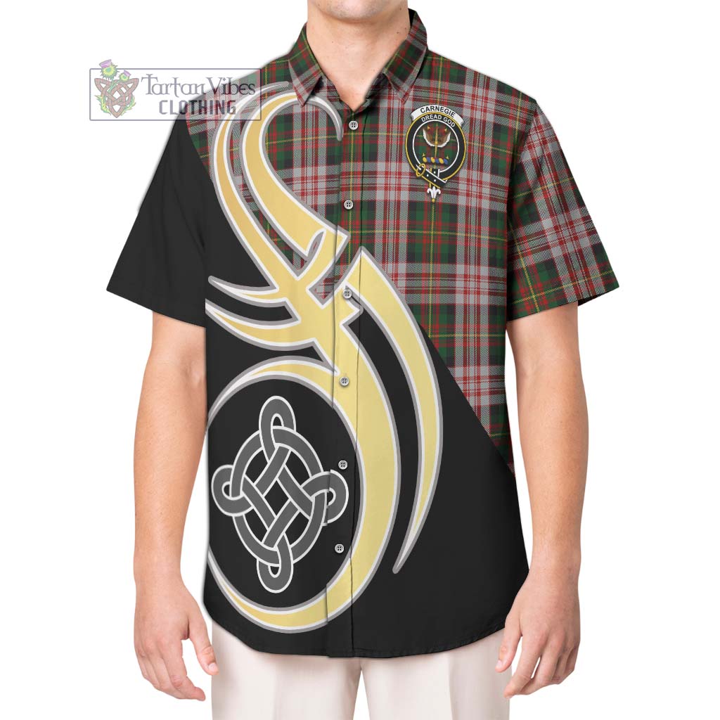 Carnegie Dress Tartan Short Sleeve Button Shirt with Family Crest and Celtic Symbol Style Kid - Tartan Vibes Clothing