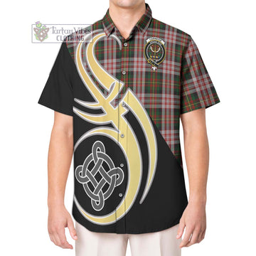 Carnegie Dress Tartan Short Sleeve Button Shirt with Family Crest and Celtic Symbol Style