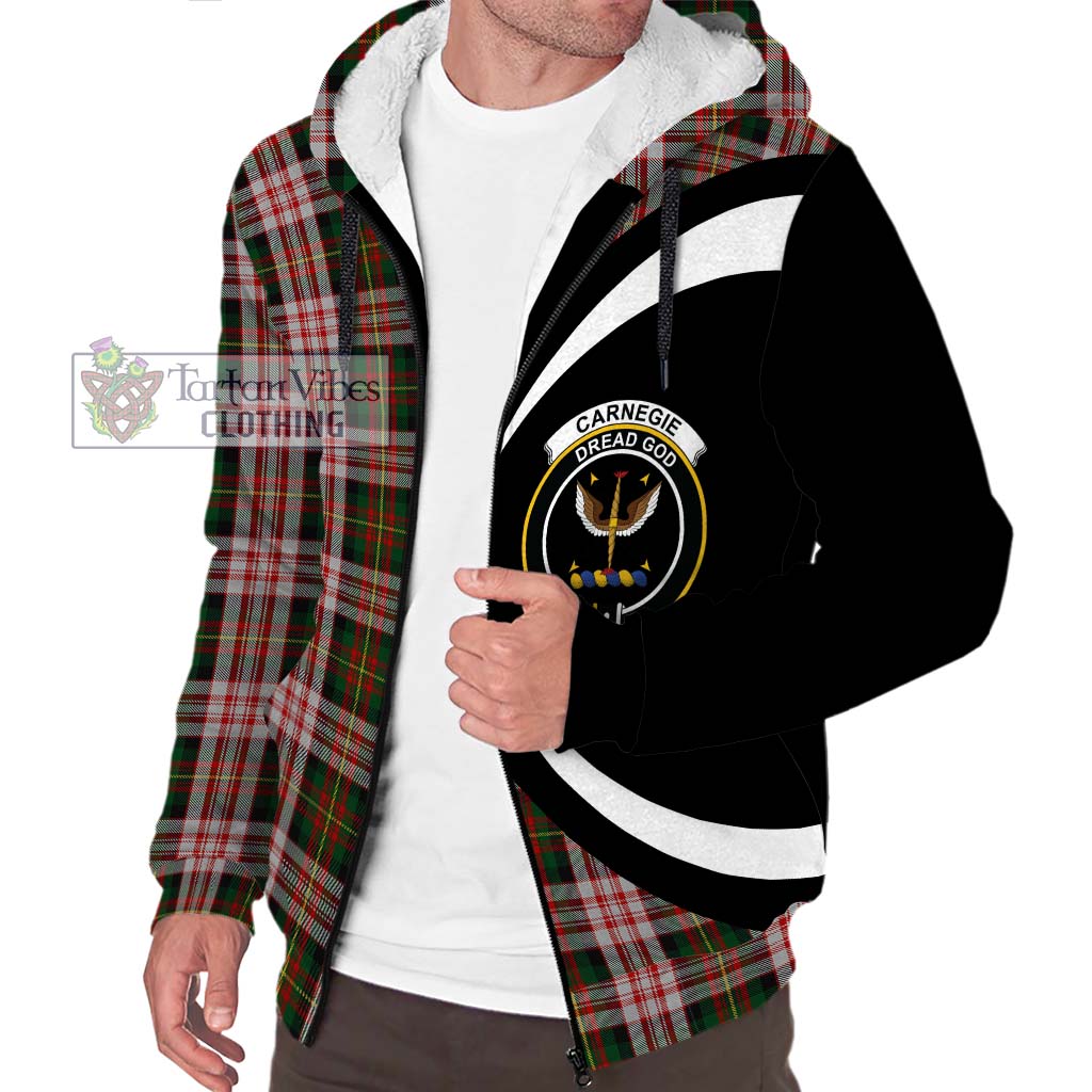 Carnegie Dress Tartan Sherpa Hoodie with Family Crest Circle Style Unisex S - Tartan Vibes Clothing