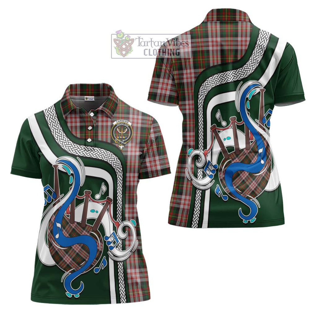 Carnegie Dress Tartan Women's Polo Shirt with Epic Bagpipe Style Women - Tartanvibesclothing Shop