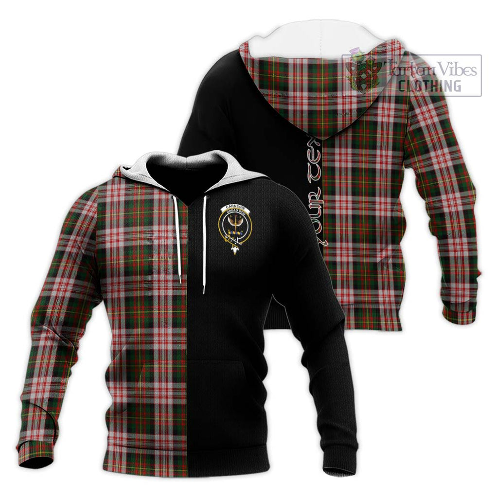 Carnegie Dress Tartan Knitted Hoodie with Family Crest and Half Of Me Style Unisex Knitted Pullover Hoodie - Tartanvibesclothing Shop