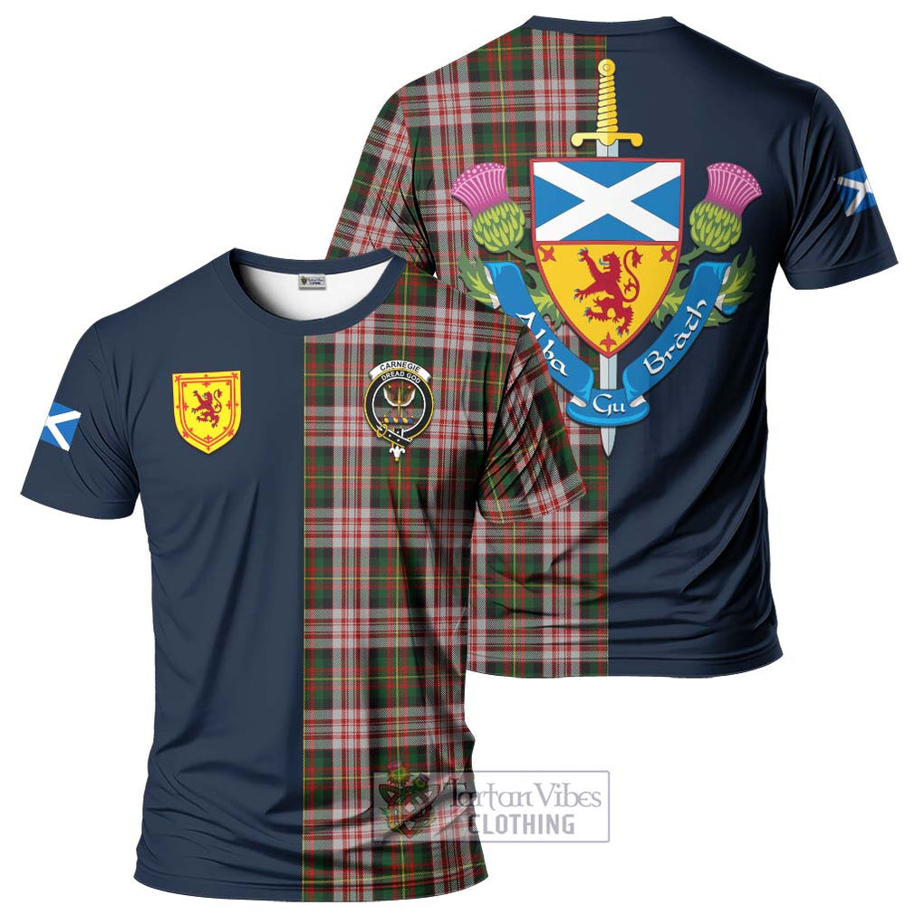 Tartan Vibes Clothing Carnegie Dress Tartan T-Shirt Alba with Scottish Lion Royal Arm Half Style