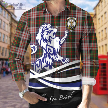 Carnegie Dress Tartan Long Sleeve Button Up Shirt with Alba Gu Brath Regal Lion Emblem