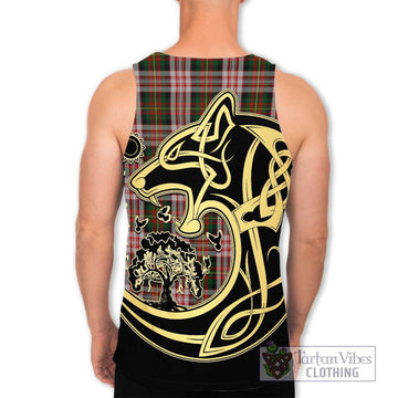 Carnegie Dress Tartan Men's Tank Top with Family Crest Celtic Wolf Style