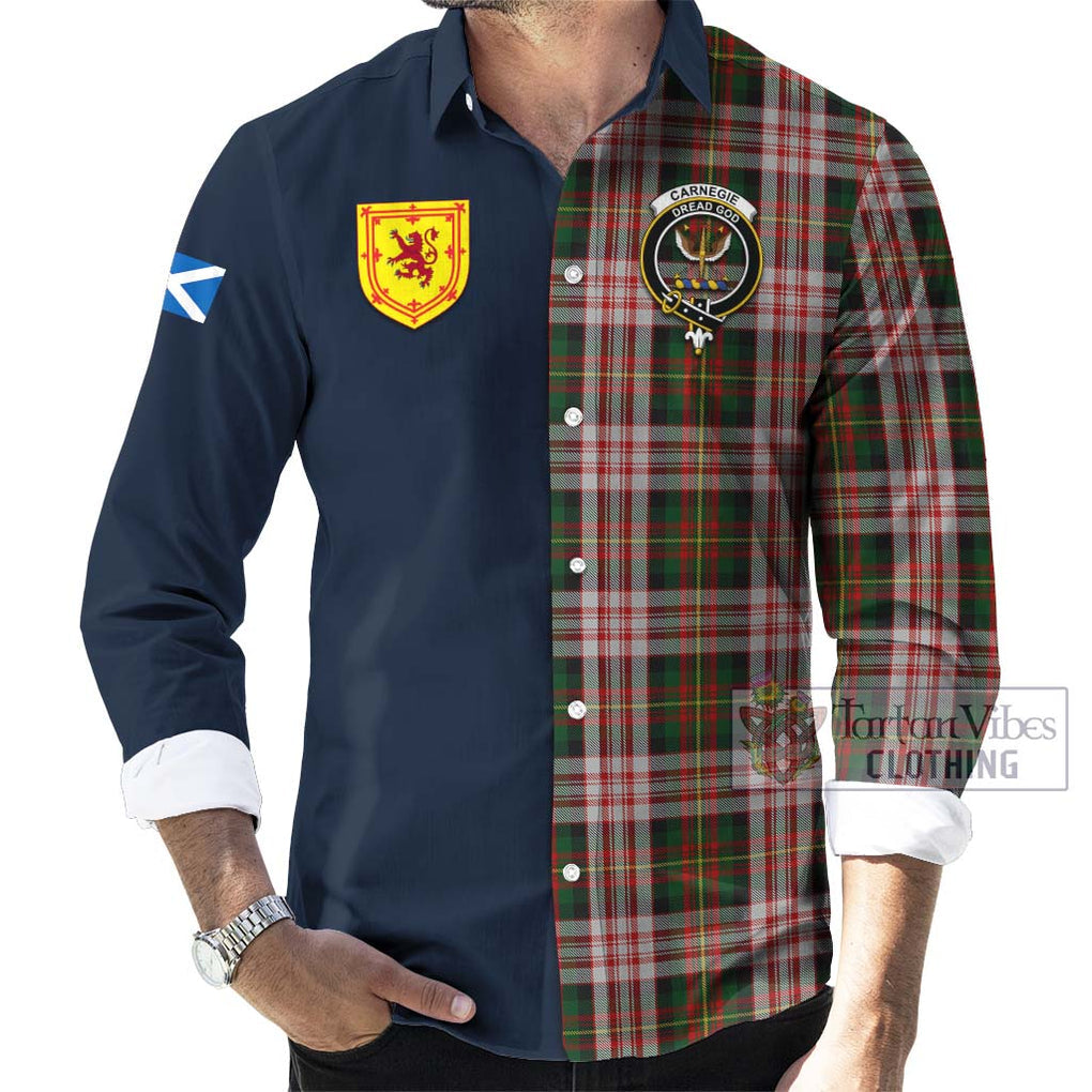 Tartan Vibes Clothing Carnegie Dress Tartan Long Sleeve Button Shirt with Scottish Lion Royal Arm Half Style