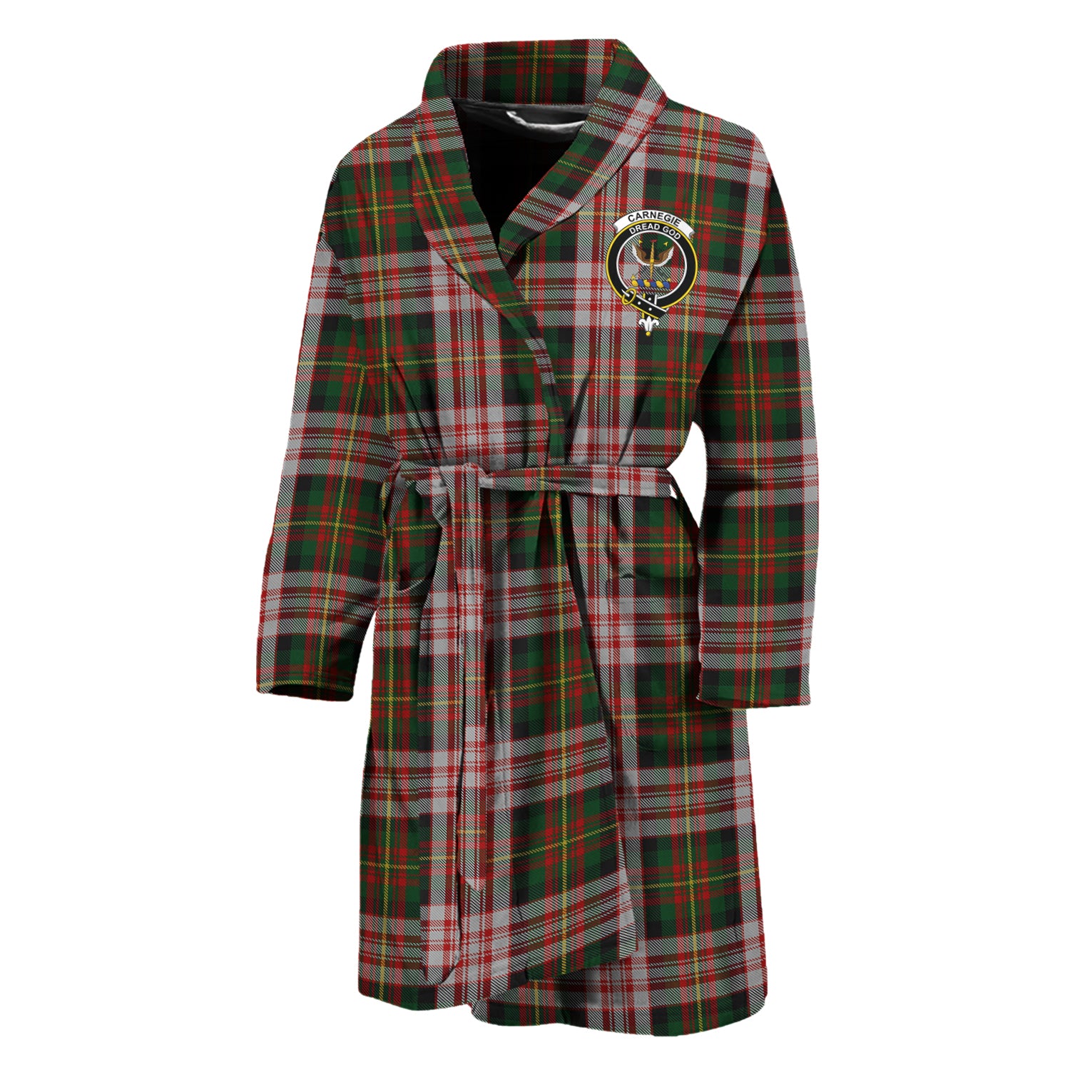 Carnegie Dress Tartan Bathrobe with Family Crest Unisex M - Tartan Vibes Clothing