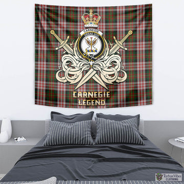 Carnegie Dress Tartan Tapestry with Clan Crest and the Golden Sword of Courageous Legacy