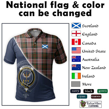 Carnegie Dress Tartan Polo Shirt with Personalised National Flag and Family Crest Half Style