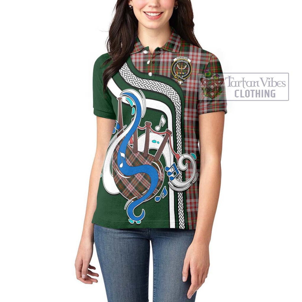 Carnegie Dress Tartan Women's Polo Shirt with Epic Bagpipe Style - Tartanvibesclothing Shop