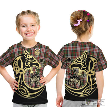 Carnegie Dress Tartan Kid T-Shirt with Family Crest Celtic Wolf Style