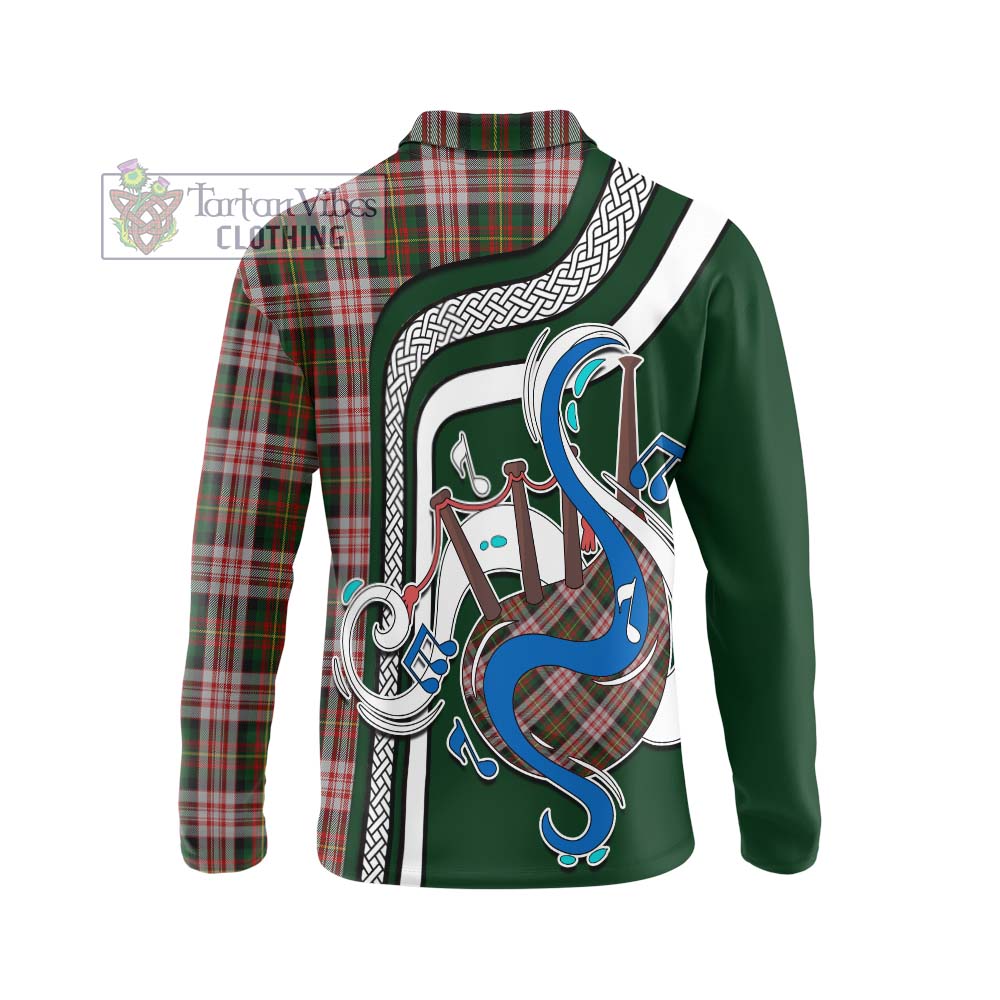 Tartan Vibes Clothing Carnegie Dress Tartan Long Sleeve Polo Shirt with Epic Bagpipe Style