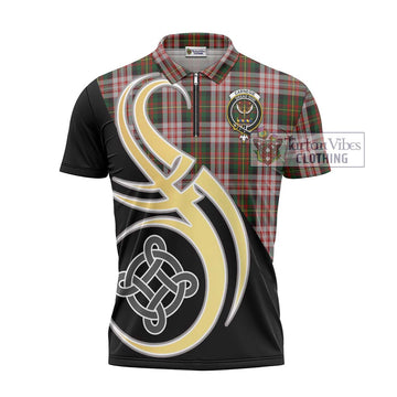 Carnegie Dress Tartan Zipper Polo Shirt with Family Crest and Celtic Symbol Style