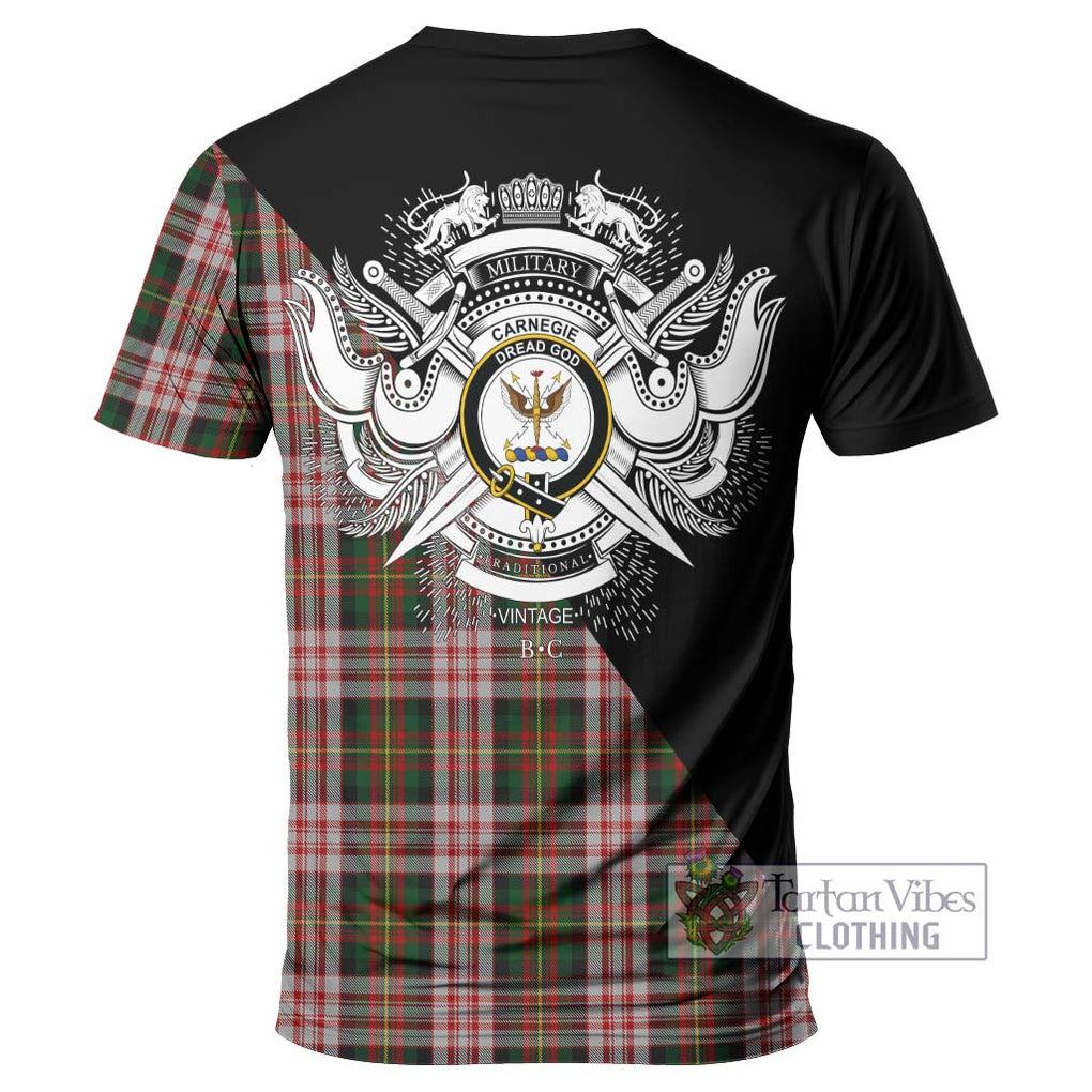 Carnegie Dress Tartan T-Shirt with Family Crest and Military Logo Style - Tartanvibesclothing Shop