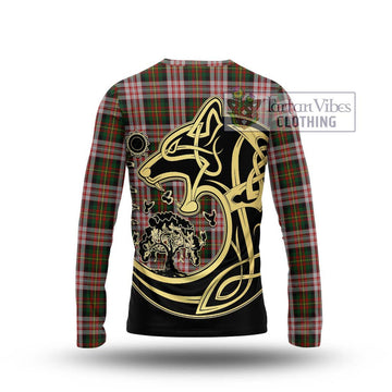 Carnegie Dress Tartan Long Sleeve T-Shirt with Family Crest Celtic Wolf Style