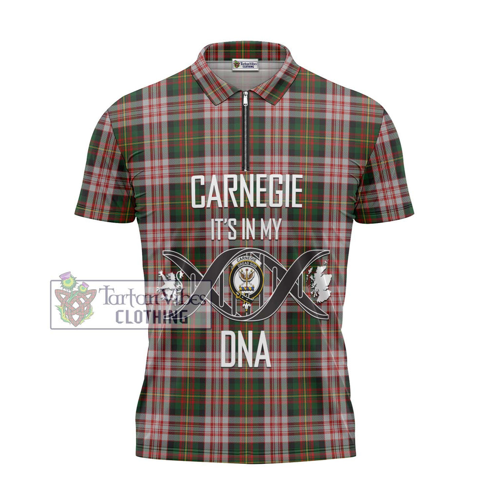 Carnegie Dress Tartan Zipper Polo Shirt with Family Crest DNA In Me Style - Tartanvibesclothing Shop