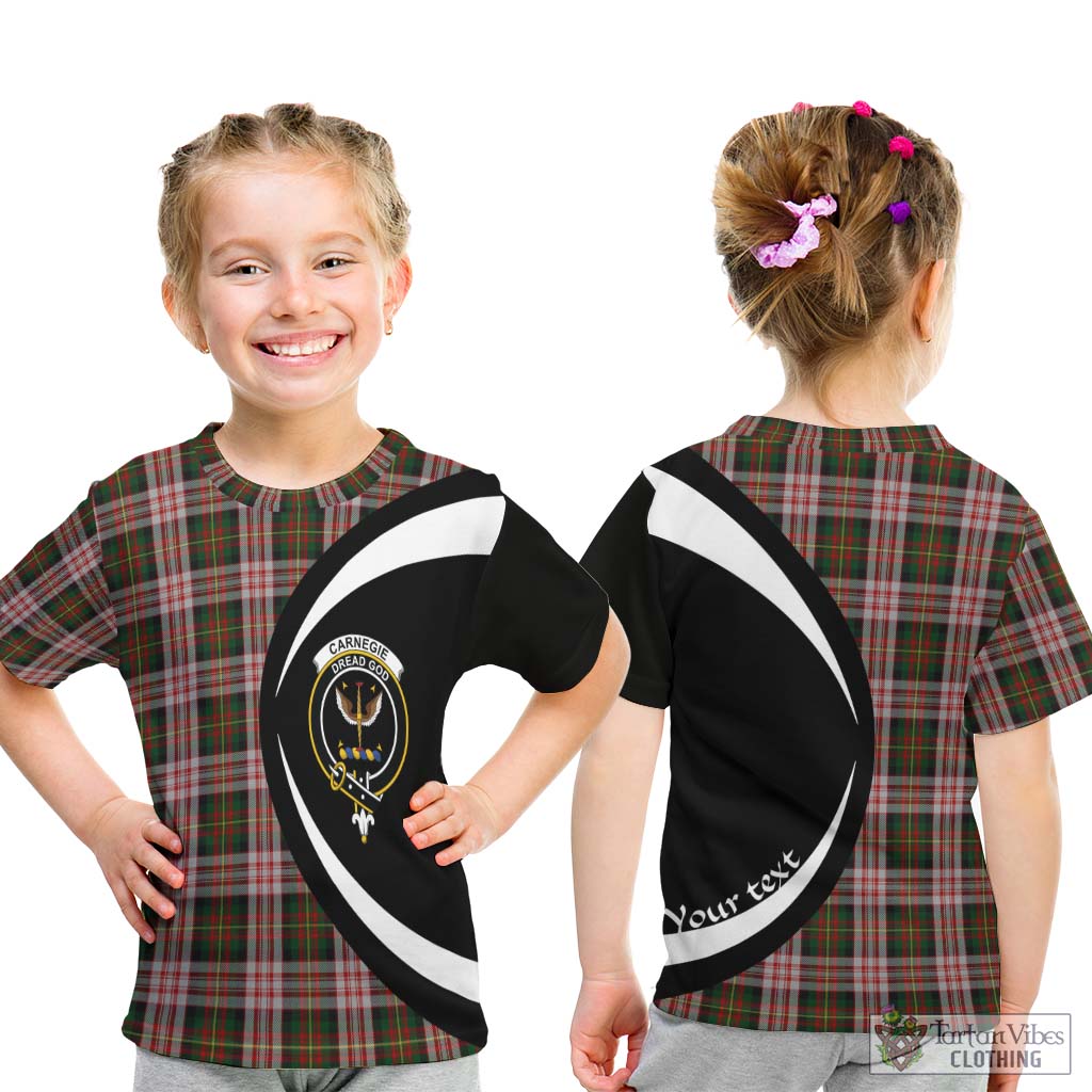 Carnegie Dress Tartan Kid T-Shirt with Family Crest Circle Style - Tartan Vibes Clothing