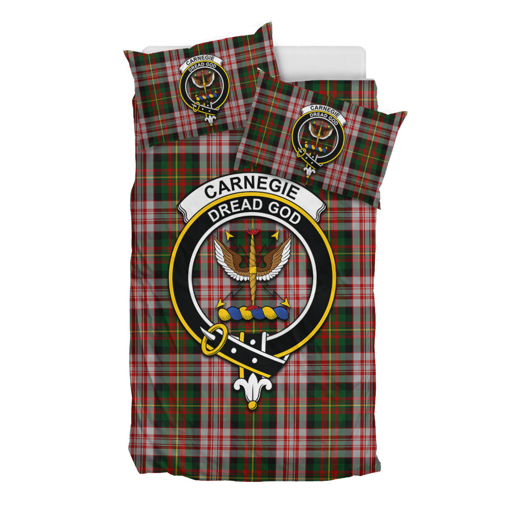 Carnegie Dress Tartan Bedding Set with Family Crest - Tartan Vibes Clothing