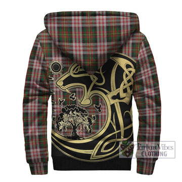 Carnegie Dress Tartan Sherpa Hoodie with Family Crest Celtic Wolf Style