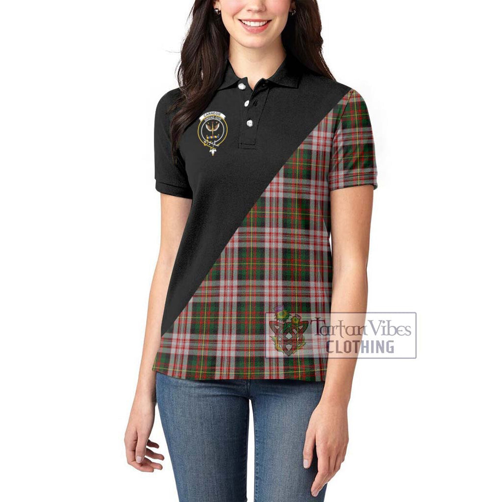 Carnegie Dress Tartan Women's Polo Shirt with Family Crest and Military Logo Style - Tartanvibesclothing Shop