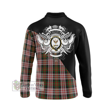 Carnegie Dress Tartan Long Sleeve Polo Shirt with Family Crest and Military Logo Style