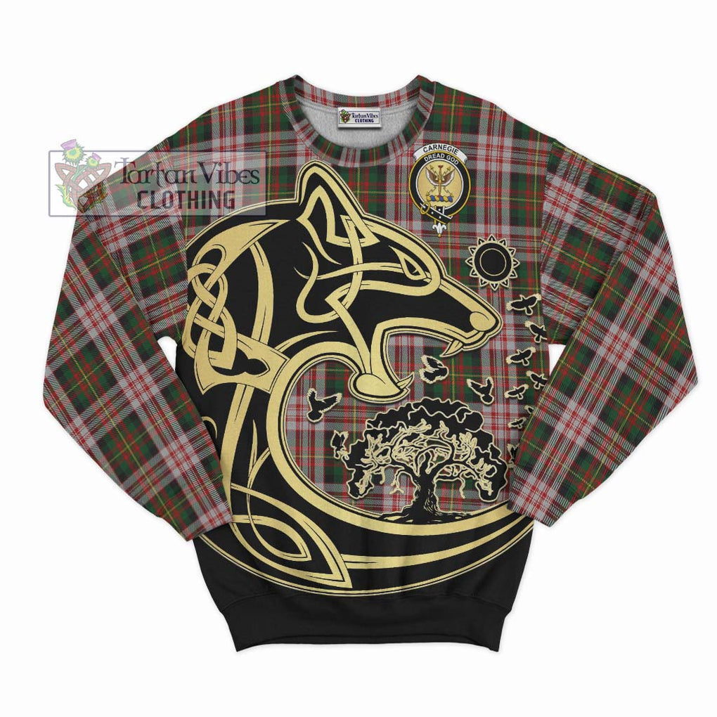 Carnegie Dress Tartan Sweatshirt with Family Crest Celtic Wolf Style - Tartan Vibes Clothing