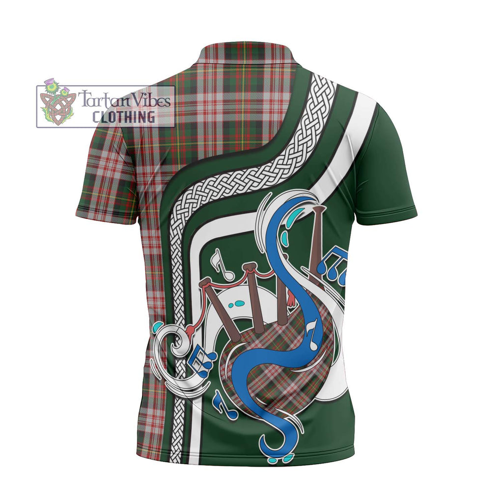 Carnegie Dress Tartan Zipper Polo Shirt with Epic Bagpipe Style - Tartanvibesclothing Shop