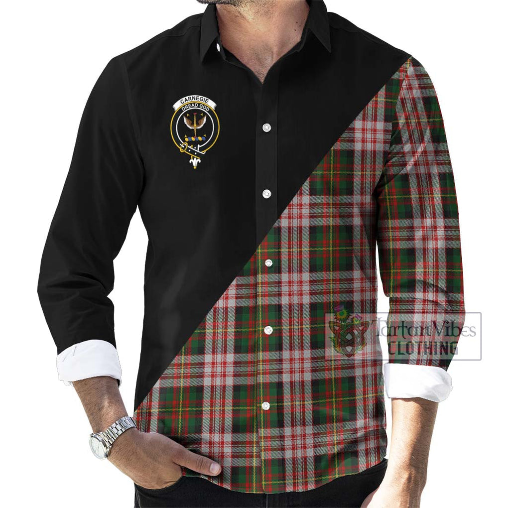 Carnegie Dress Tartan Long Sleeve Button Shirt with Family Crest and Military Logo Style - Tartanvibesclothing Shop