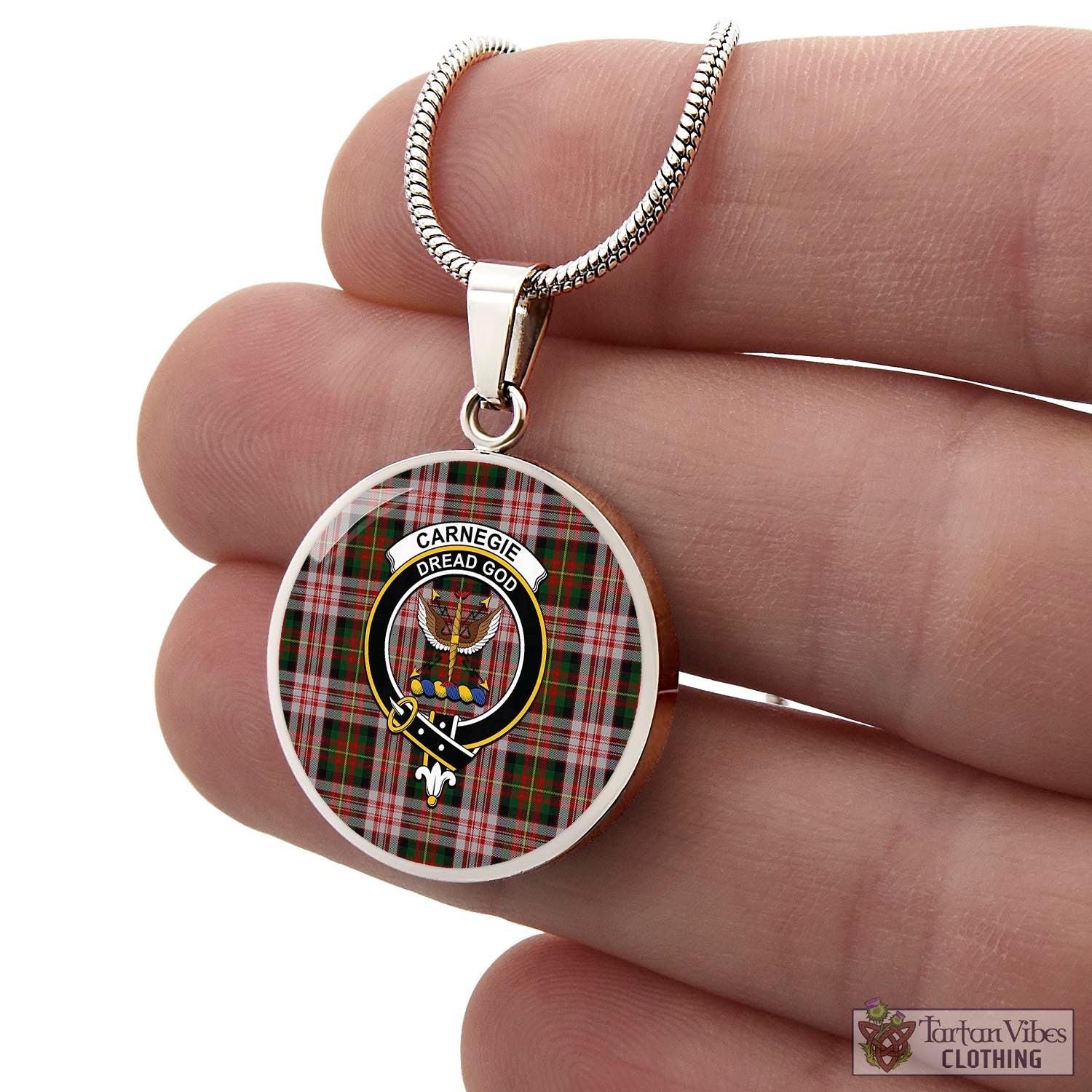 Tartan Vibes Clothing Carnegie Dress Tartan Circle Necklace with Family Crest