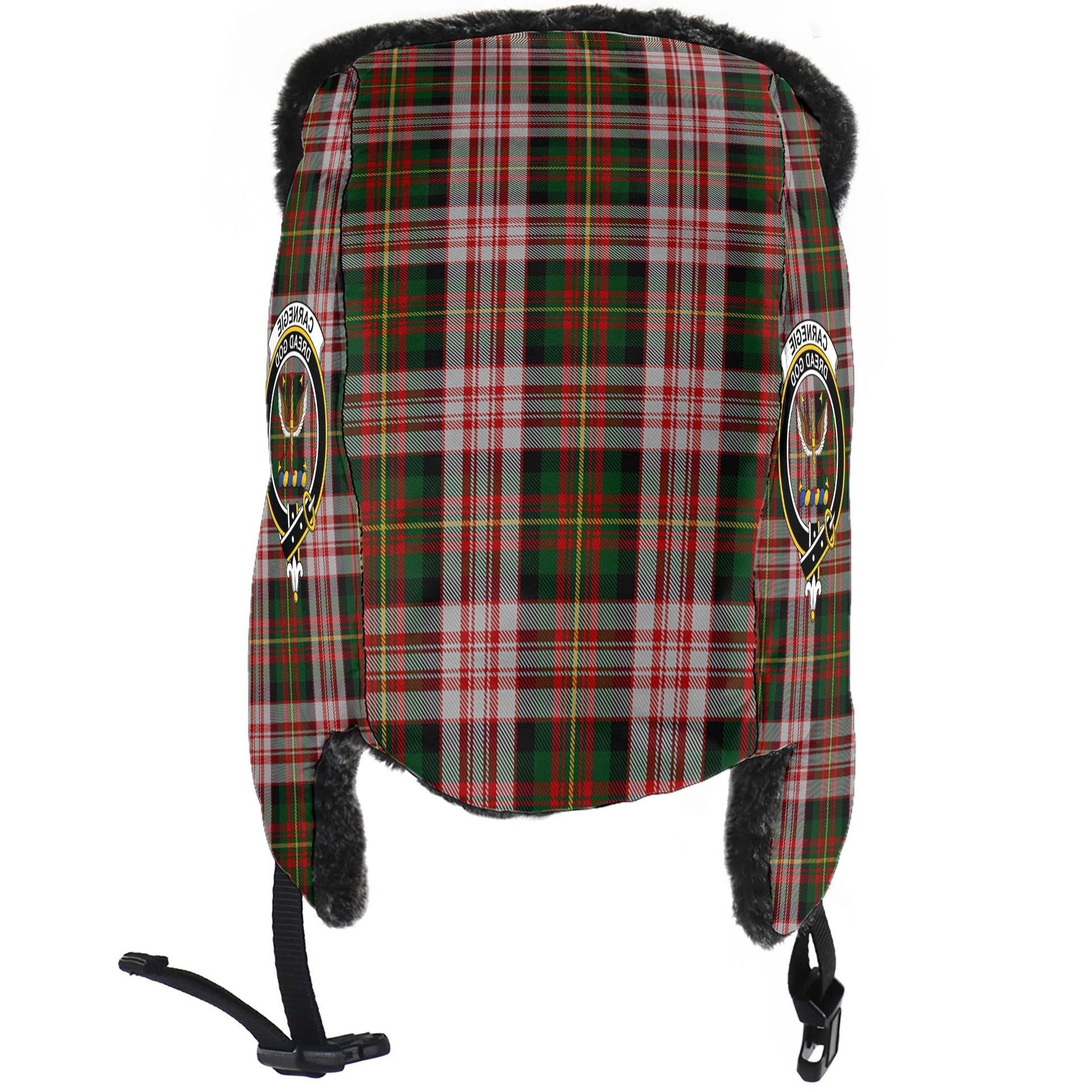 Carnegie Dress Tartan Winter Trapper Hat with Family Crest - Tartanvibesclothing