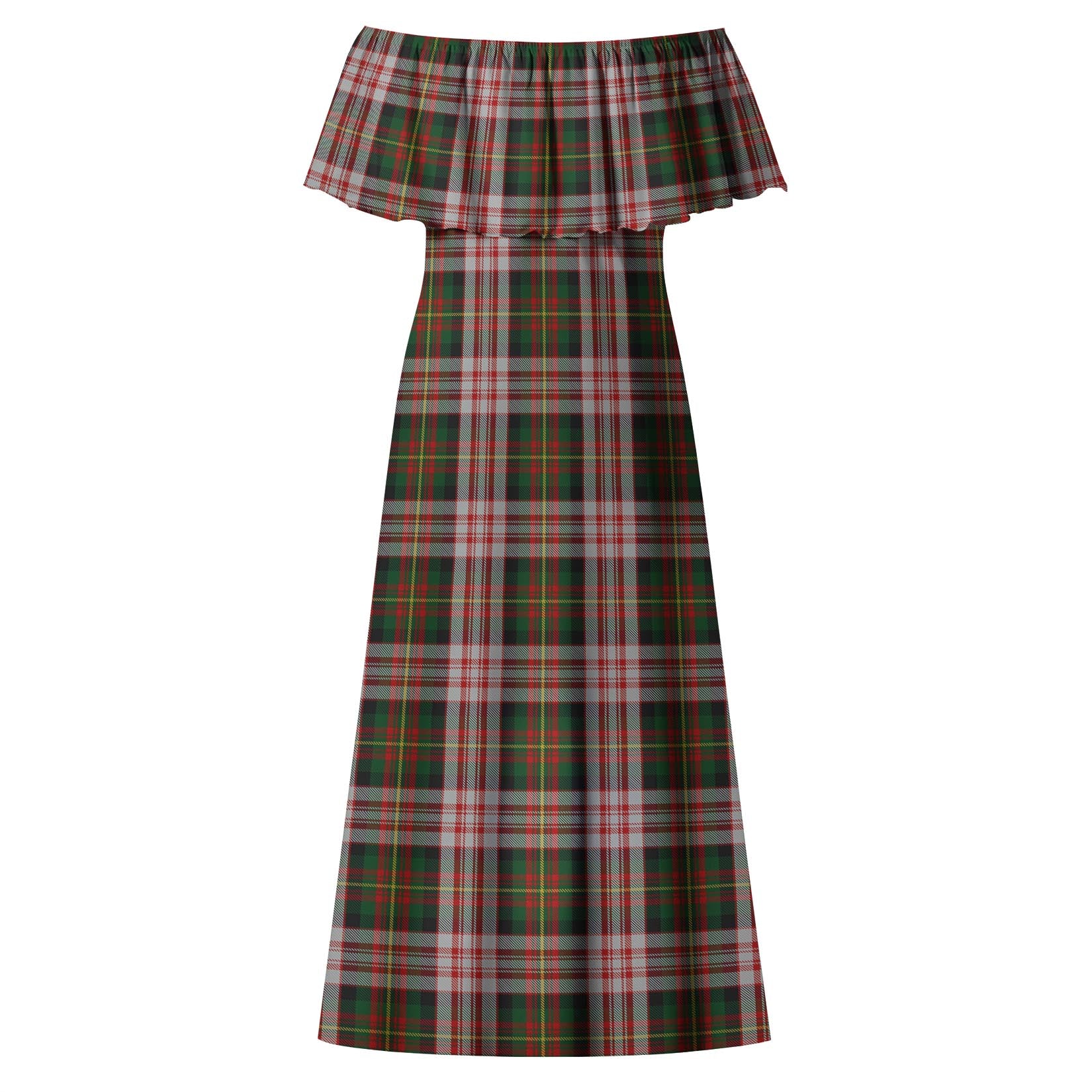 Carnegie Dress Tartan Off Shoulder Long Dress - Tartanvibesclothing