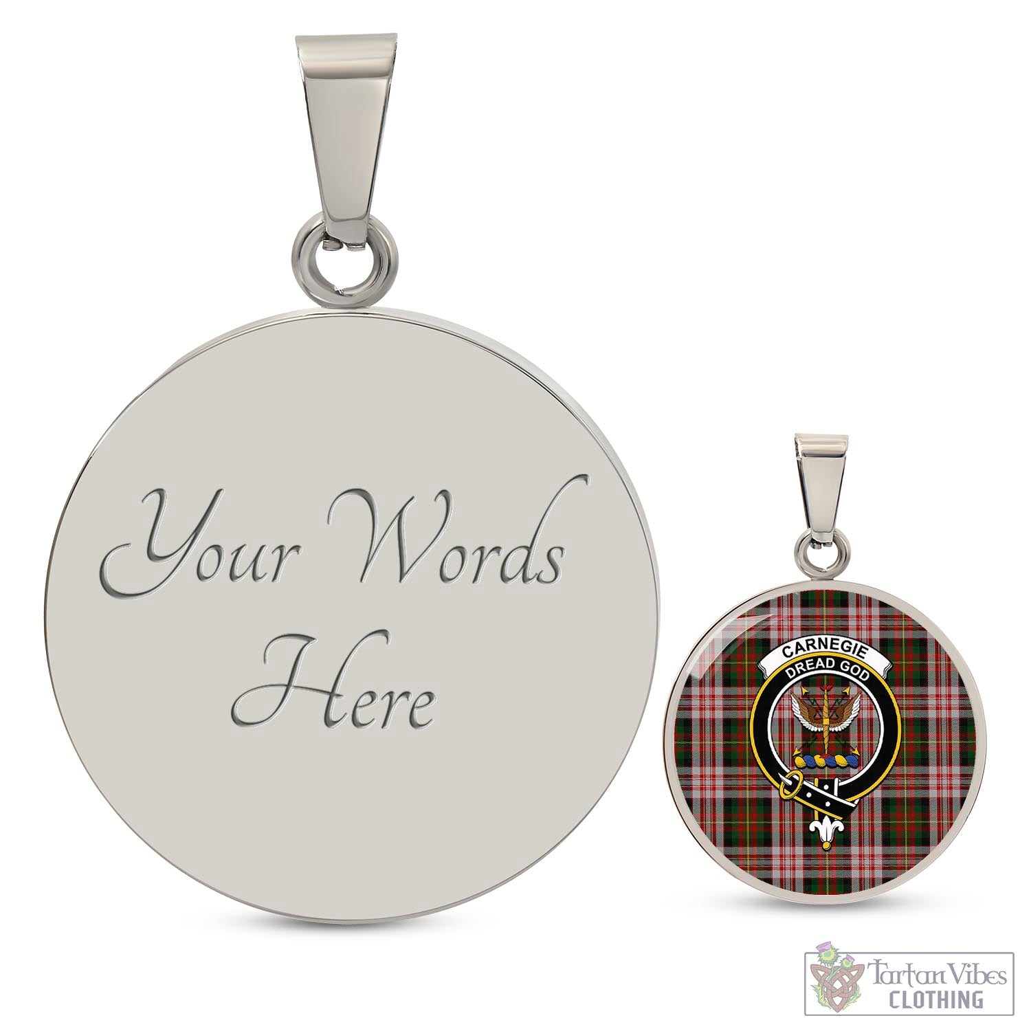 Tartan Vibes Clothing Carnegie Dress Tartan Circle Necklace with Family Crest