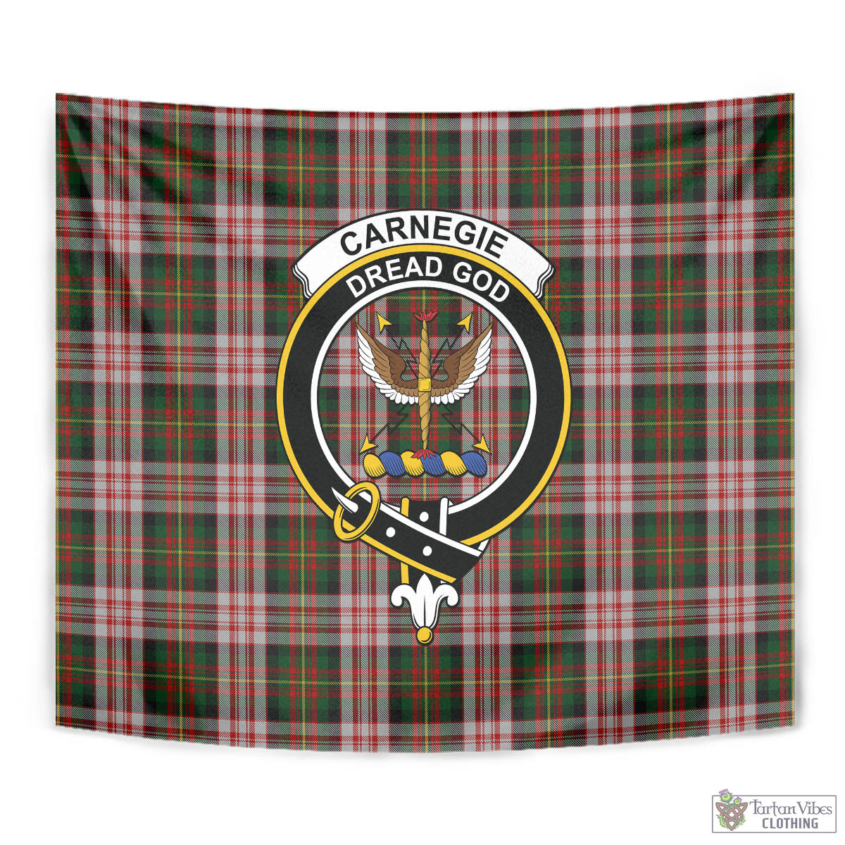 Tartan Vibes Clothing Carnegie Dress Tartan Tapestry Wall Hanging and Home Decor for Room with Family Crest