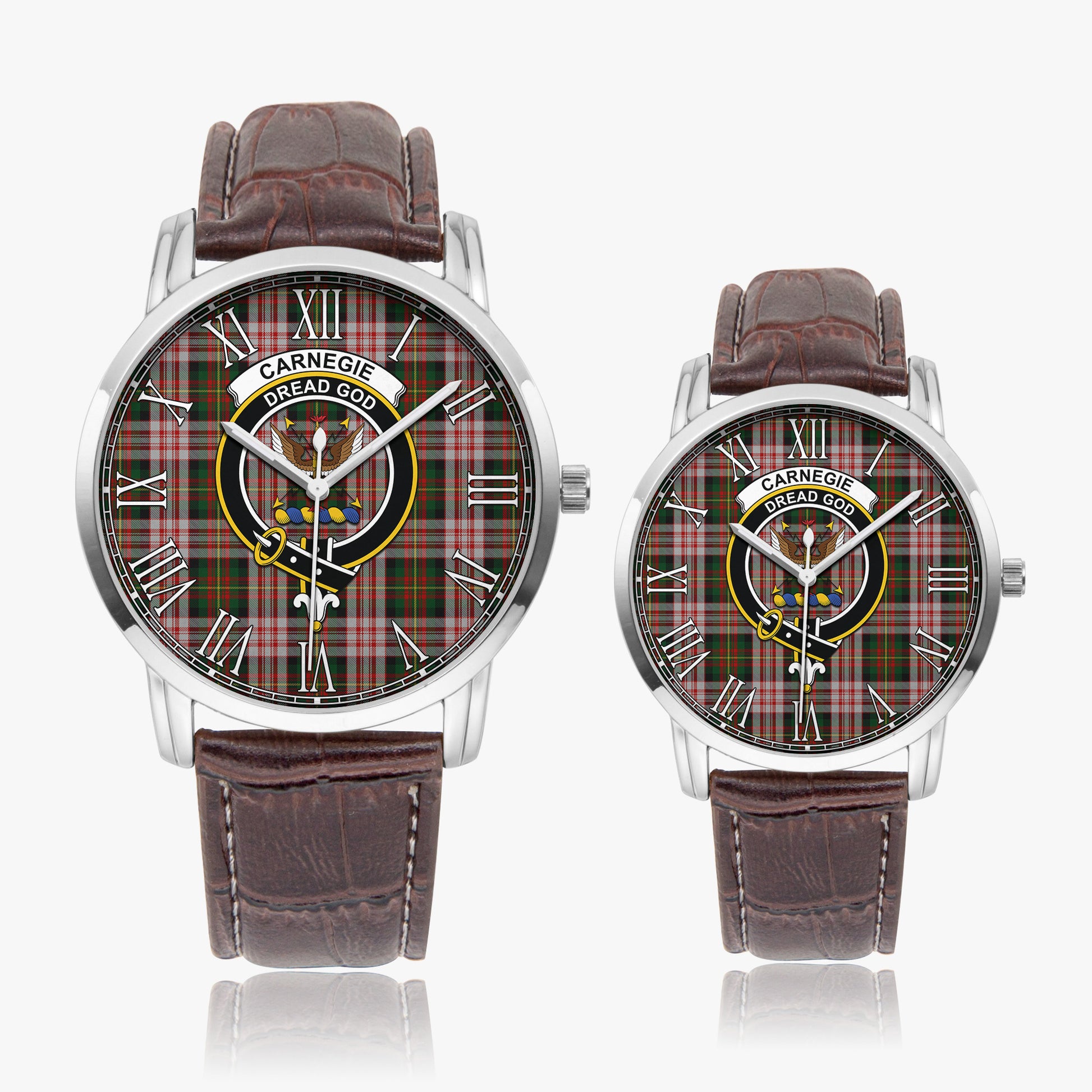 Carnegie Dress Tartan Family Crest Leather Strap Quartz Watch - Tartanvibesclothing