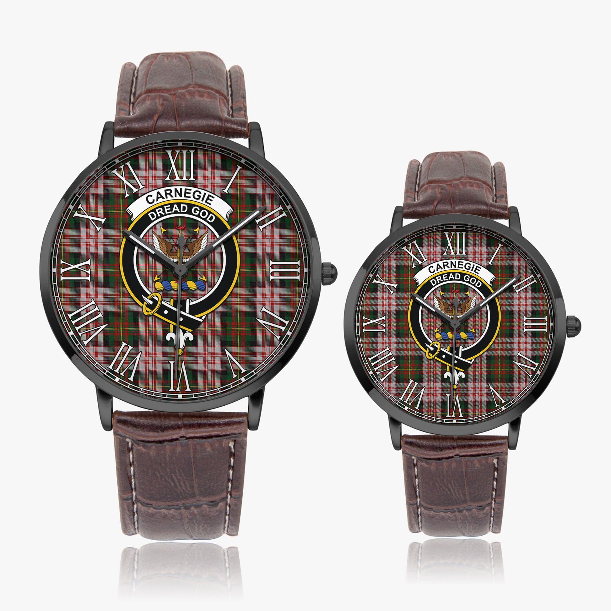 Carnegie Dress Tartan Family Crest Leather Strap Quartz Watch - Tartanvibesclothing