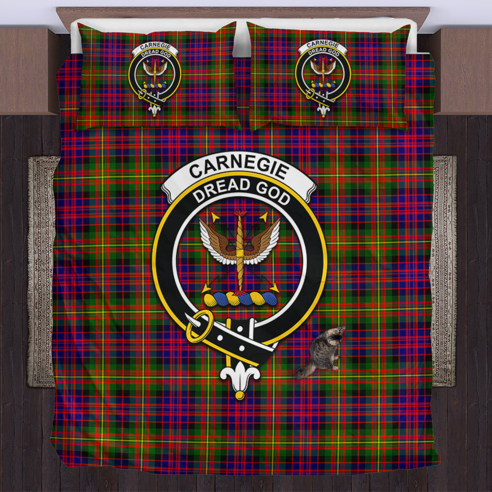 Carnegie Modern Tartan Bedding Set with Family Crest US Bedding Set - Tartan Vibes Clothing