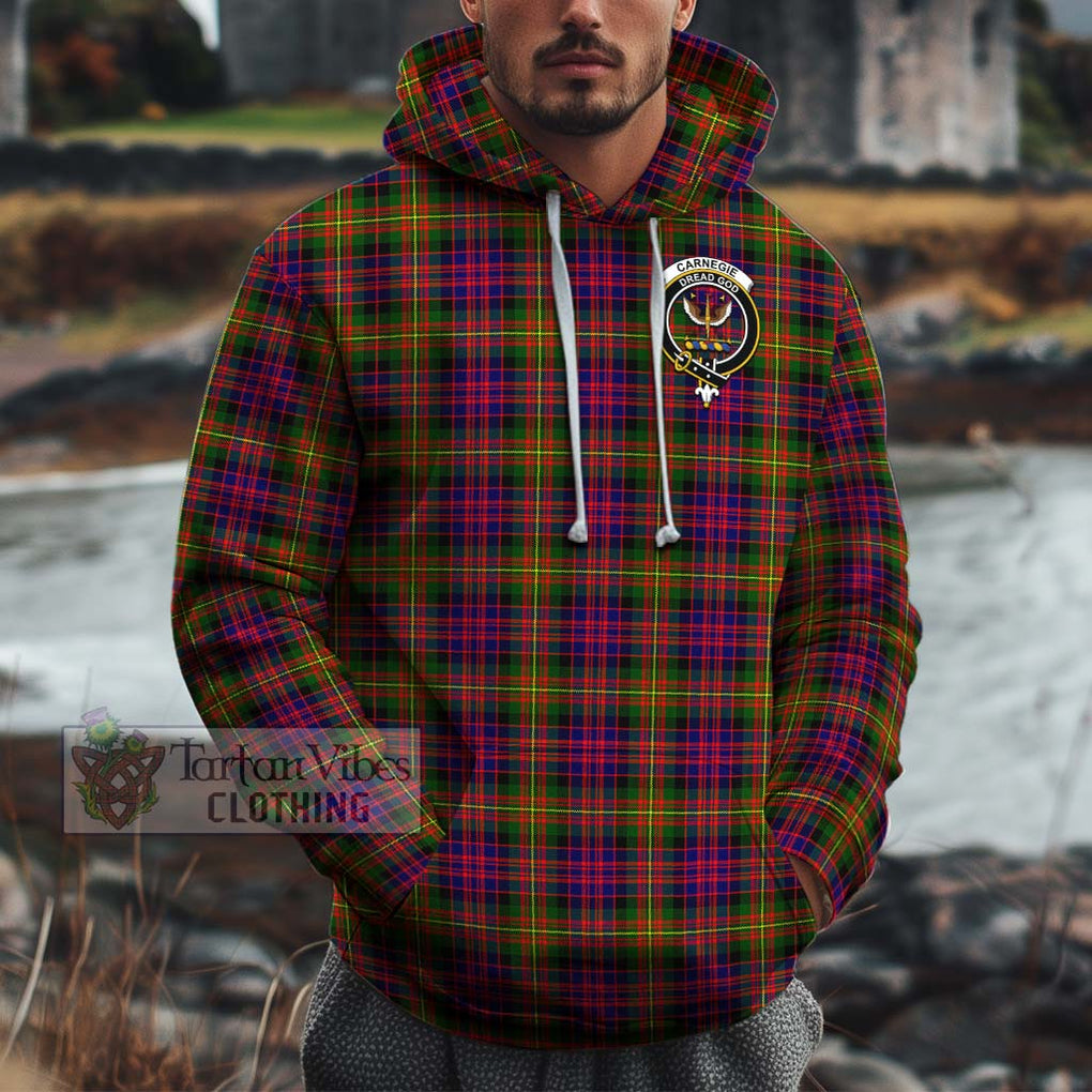 Carnegie Modern Tartan Cotton Hoodie with Family Crest Pullover Hoodie XS - Tartan Vibes Clothing