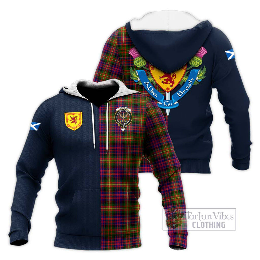 Tartan Vibes Clothing Carnegie Modern Tartan Knitted Hoodie with Scottish Lion Royal Arm Half Style